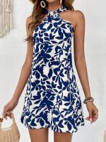 Nuevo Vestido Impreso Para Mujer Verano 2024 Hombros Descubiertos Ajustado Y Flared Falda De Rodilla Estilo Playa - details 7