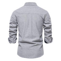Camisa Oxford De Algodón Y Poliéster Para Hombre AIOPESON Cuello En V Manga Larga Botones Casual Negocios Primavera Otoño - details 10