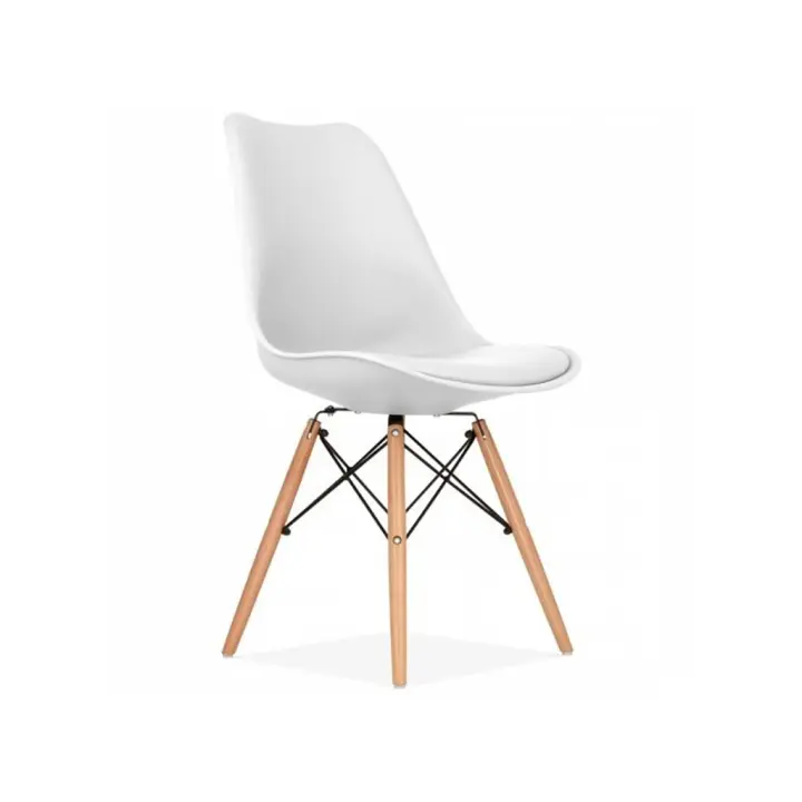 ORION91 Silla ATRIA Color Blanco Asiento Acolchado Piel Sintética y Patas Haya 49x84x52,5cm Comedor Oficina Salón Teletrabajo Cocina - SpazioLuzio - 1
