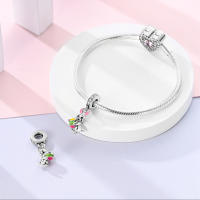Encanto De Hummingbird De Plata Para Pulsera DIY Joyería Para Mujer Con Cada Pieza De Bola De Cúbico Zirconia Forma Irregular - details 1