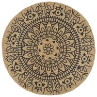 vidaXL Alfombra de yute tejida a mano estampado azul oscuro en diámetro 90 cm/150 cm/120 cm - details 1