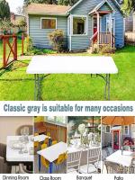 Mantel Rectangular Lavable Para Fiestas Al Aire Libre Y Camping Tamaño 4ft/6ft Elástico Y Ajustable Fabricado En Poliéster/Celulosa - details 1