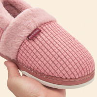 Zapatillas De Casa Para Mujer Invierno Antideslizantes Algodón Cálidas Plush Para Parejas Zapatos Internos Transpirables Talla Verdadera - details 15