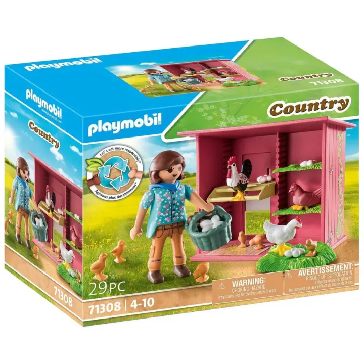 Gallinero de Playmobil Country (71308) con gallo, gallinas y pollitos - 1