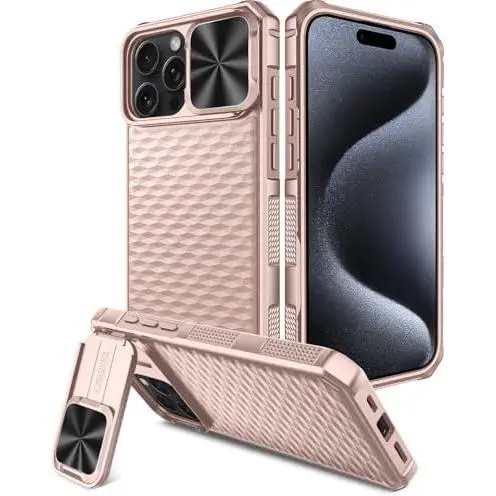 Funda resistente para iPhone 16 Pro Max con soporte deslizante para cámara [compatible con Magsafe], fina, antihuellas, de grado militar, magnética, color verde menta. - 1