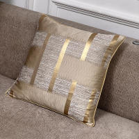 Funda De Cojín Y Funda De Almohada Brillante Con Decoración En Bandas Doradas Sin Núcleo De Almohada Material Poliéster 100% Estilo Geométrico Para Navidad - details 1
