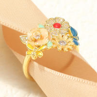 Encanto Anillo de flores para mujer, diseño de margaritas y flores de circón de cobre - details 6