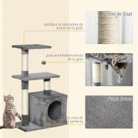 PawHut Árbol Rascador para Gatos Centro de Múltiples Actividades de Mascotas con Postes Sisal Plataformas Caja Bola Colgante Estilo Elegante 50x30x81,5 cm - details 4