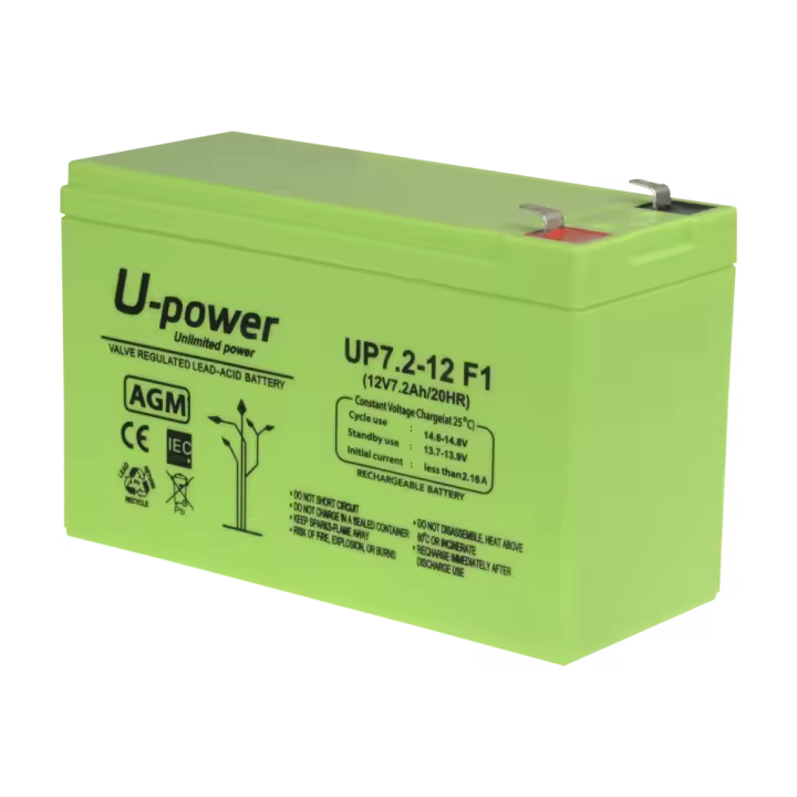 Upower - Baterí­a recargable - Tecnologí­a plomo ácido AGM - Voltaje 12 V - Capacidad 7.2 Ah - 101 x 151 x 65 mm / 2180 g - Para respaldo o uso directo - 1