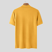 Camiseta De Hombre 2024 Estilo Coreano Casual Con Cuello Alto Y Mangas Cortas Para Verano Moda Streetwear Tejido Poliéster Y Spandex - details 14