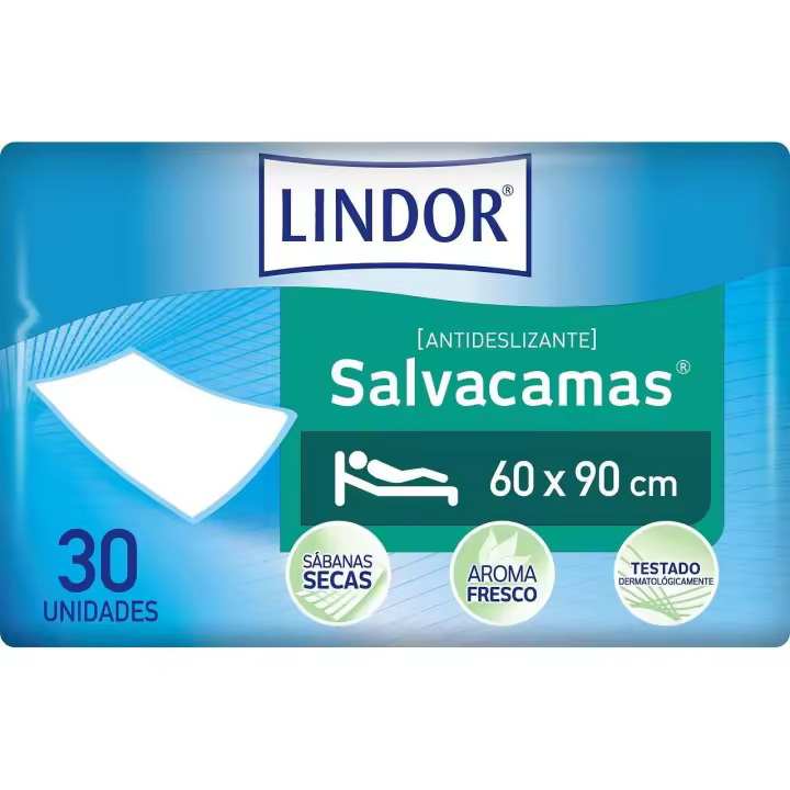 Lindor, Empapadores de Cama 60x90, Salvacamas para Adultos, Protector de Camas, Sillas y Sillones, Desechables, Alta Absorción y Fragancia a Jazmín, 30 Unidades - 1