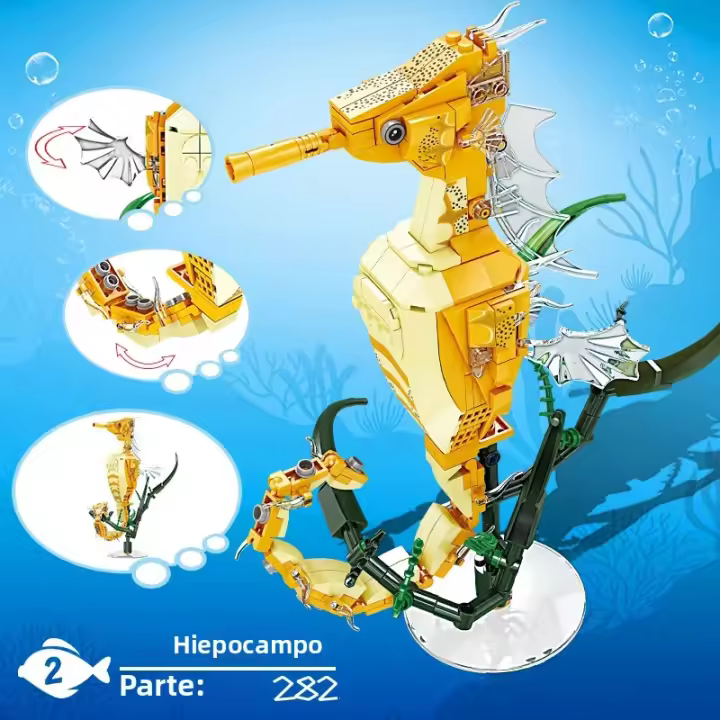 Bloques De Construcción Animal Del Mundo De La Playa Set De Modelos De Ballena Delfín Jirafa Y Oveja Para Niños Educativo DIY Juguetes Regalos De Vacaciones - 1
