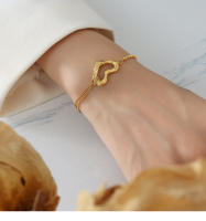 Encanto Pulsera de acero inoxidable para mujer, cadena de bola de acero de doble capa con corazón hueco, joyería para fiesta, amigos, los mejores regalos, pulsera de acero inoxidable de Color dorado para mujer, joyería étnica Cultural - details 19