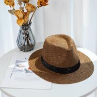 Sombrero De Paja Natural Para Hombre Moda Verano Trendy Sombreros De Playa Protección Solar Color Sólido Fedoras Casual Sombrero De Vaquero Jazz Gangster - details 9