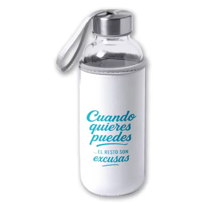 MERCHANDMANIA Bidón de 420 ml con Funda de neopreno frase motivadora cuando quieres puedes tapon seguridad - 1