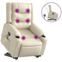 vidaXL Sillón reclinable de masaje de pie cuero artificial Negro, Crema, Marrón Sillon Dormitorio Sillon Comodos Silla Relax Sillón Sofá - details 3