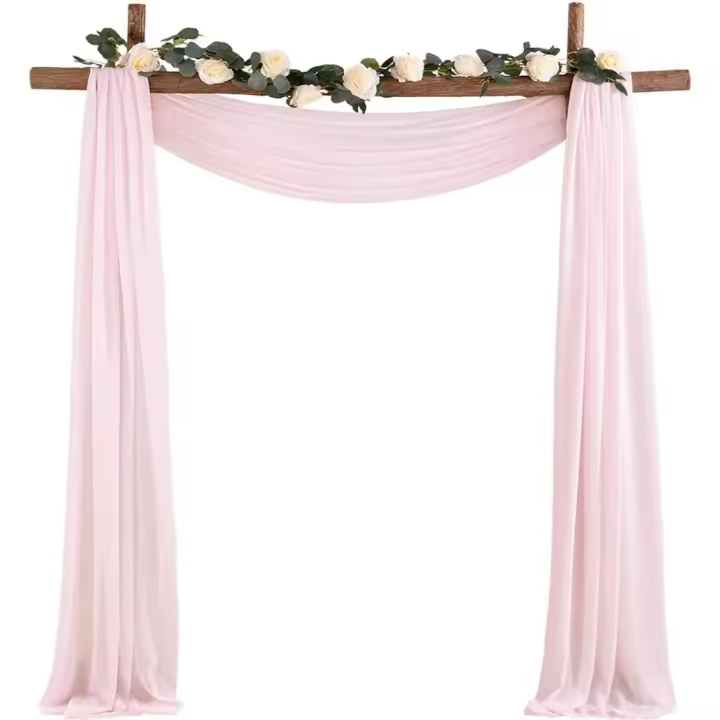 Tela para drapeado de arco para boda, 1 panel, 73,5 cm x 5,8 m, gasa transparente rosa rubor, 6 yardas, para ceremonia de boda - 1