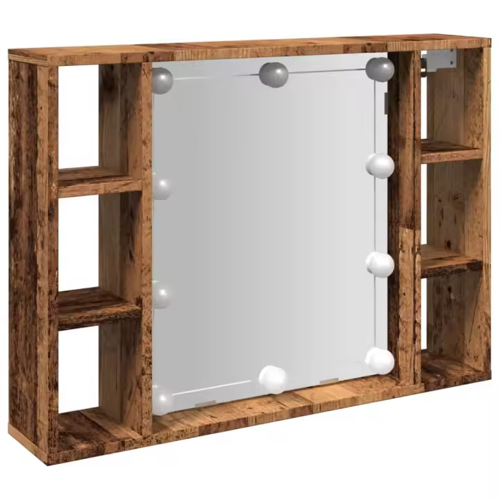 VidaXL Mueble con Espejo y LED Madera Ingeniería transportada 76x15x55cm - 1