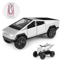 Camión De Juguete Cybertruck Con RV Moto Y Cyberquad Modelo De Metal Aluminio 1/32 Coche De Carreras Con Sonido Y Luz - details 8