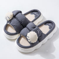 Zapatillas De Plataforma Casual Para Mujer Con Diseño De Gato De Dibujos Animados Zapatos De Lino Elegantes Para El Hogar Con Tobillero Abierto Y Tacón Bajo - details 27