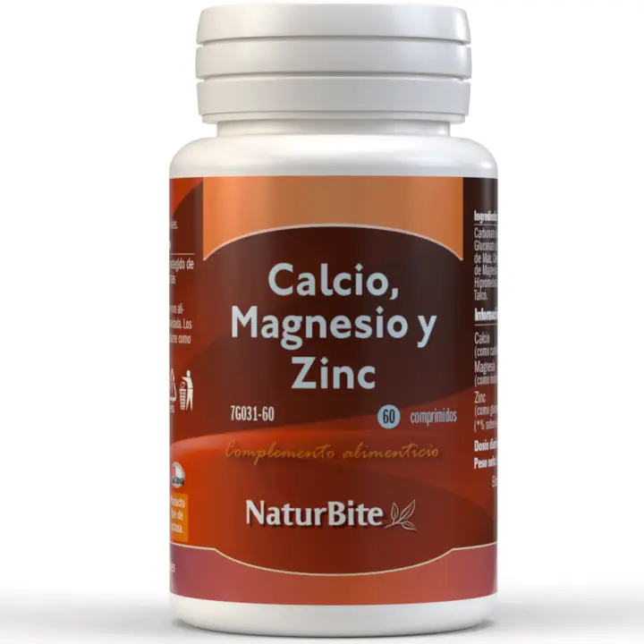 Naturbite Calcio Magnesio Zinc 1450mg. Fortalece Huesos y Músculos, Apoya Sistema Inmunológico - 1