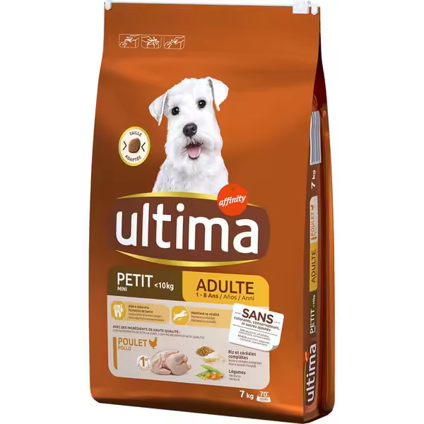 Ultima Mini Adulto con Buey, Verduras, Arroz y Cereales Integrales. Comida Seca para Perros, Ayuda a Reducir la formación de Sarro, un Paquete de 7 kg - 1