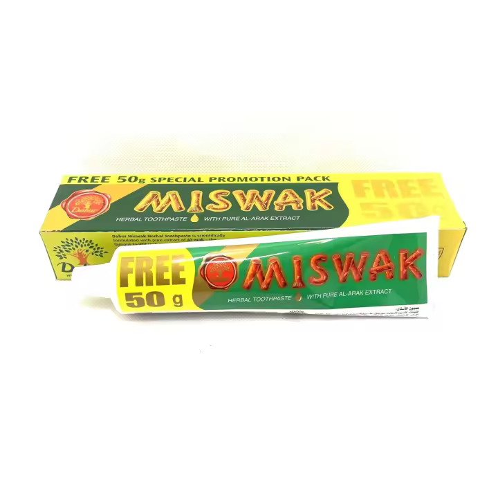 2x Dentífrico Natural Ayurveda DABUR Miswak - Pasta de Dientes Árabe Al Arak, Protección Dental y Aliento Fresco - Pack 2 Unidades x 170g (120 + 50g Gratis) = 340g - 1