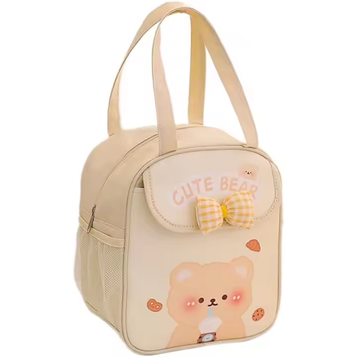 Bolsa De alasesinato para Niños, Bonita lonchera aislada, reulizable, para trabajo Caliente O or frío, color beige - 1