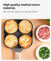 Sartén Para Huevos Y Panecillos Antideslizante De 4 Agujeros Cocina Inducción Sartén De Huevo Y Steaks Resistentes Al Calor Para Desayuno - details 1