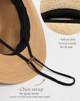 Sombrero Panamá de paja de Ala Ancha para Mujer y Hombre, sombrero Fedora para el sol en La Playa, Con Protección solar UPF, para Verano - details 2