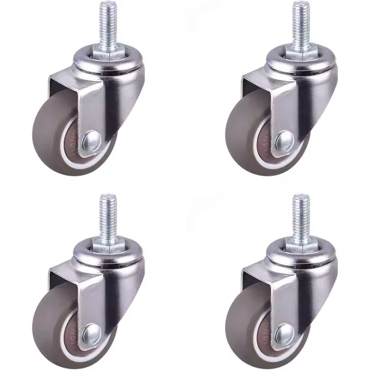 Ruedas giratorias de goma de alta resistencia con vástago roscado Ruedas de repuesto para sillas Mini ruedas para muebles Ruedas para carros roscadas de alta resistencia M6x15 mm Diámetro 25 mm 4 piezas - 1