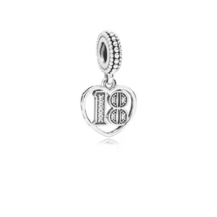 PANDORA Charm Colgante 18 Años de Amor de Plata de Ley con Circonita Transparente - Diseño Elegante - 1