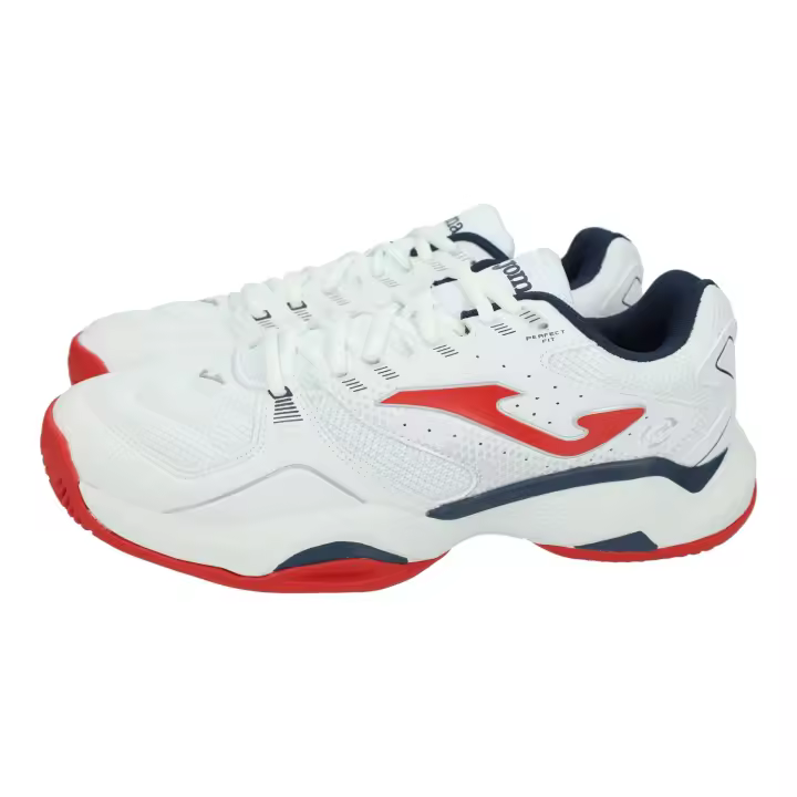 Deportivos marca JOMA para hombre en color blanco-rojo. Deportivas JOMA para hombres, color blanco y rojo, con cierre de cordones. Diseño versátil para hacer deporte o usar a diario. - 1