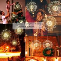 Decoraciones De Navidad Dandelion Fireworks Lamp Luces LED Cadena 200 LEDs Control Remoto 8 Modos Guirnalda De Navidad Multicolor - details 5