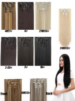 Extensiones De Cabello Sintético 24 Pulgadas Clip in Longas Y Rectas 6 Piezas 16 Clips Color Marrón Rubio Para Mujeres Piezas De Cabello Artificial - details 5