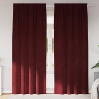 Cortinas Blackout vidaXL con cinta superior 2 piezas borgoña de terciopelo - details 0