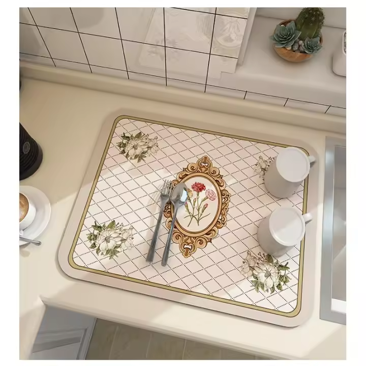Alfombra De Cocina Grande Absorbente Y Antideslizante Alfombras De Secado RÁPIDO Para Baño Y Mesa Material De Diatomeas Ecológico - 1
