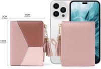 Carteras pequeñas para mujer, monedero de piel sintética con borlas y bolsillo con cremallera para niñas con borlas de metal en forma de conejo y colgante (rosa) - details 1