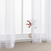 Cortinas Cortas Y Transparentes Para Cocina Y Dormitorio Valance Tules Cortinas De Encaje Bordado Blanco Voile Decoración Del Hogar - details 6