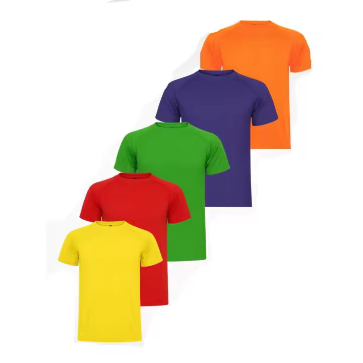 Roly Pack 5 Camisetas Deportivas para Hombres – Envío 48h – Varias Tallas – Varios Colores – 100% Poliéster Piqué-  Manga Ranglán – Protección UV - Secado Rápido –  Fresca, Transpirable y Elástica –  Ropa ideal de entrenamiento– Ligera y Cómoda - 1