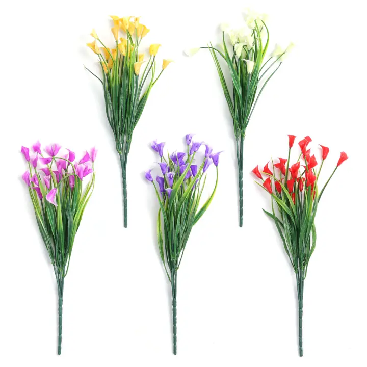 Lirio De Casa Artificial 33cm Flores Falsas Para Decoración Interior Hogar Jardín Bodas Vaso De Floración Exterior Decoración De Habitaciones - 1