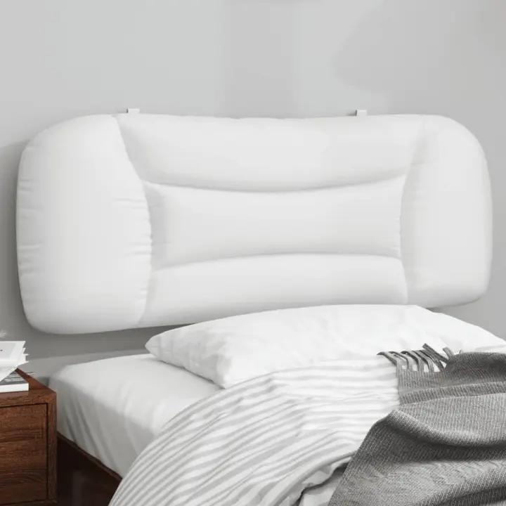 vidaXL Cabecero de cama acolchado cuero sintético blanco 100 cm - 1