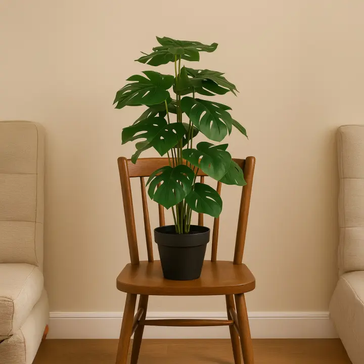 Poenia - Planta Monstera Artificial en Maceta 70cm - Planta Tropical Decorativa para Hogar y Oficina - Ref 620230MONSTERA - Plantas Artificiales Decorativas - Decoración Moderna - Planta de Plástico para Interior y Exterior - 1