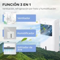 HOMCOM Enfriador de Aire Portátil 3 en 1 Climatizador Evaporativo Oscilante con 3 Velocidades Control Remoto Temporizador 7,5h Pantalla LED Tanque de Agua 15L Efecto 15-20 ㎡ 37x32x78 cm Blanco - details 4