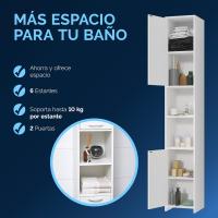 Armario Alto de Baño 180x30x30 MDF Aparador Auxiliar Blanco 2 Puertas 6 Estantes Columna de Baño - details 0