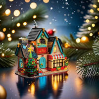 Bloques Creativos De Navidad Con Estrella Y Casa De Cenicienta Juguete De Construcción Miniatura Con Luz LED Regalo Ideal Para Xmas Para Adultos - details 1