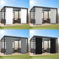 Cortina De Puerta Impermeable Para Exterior 1 Pieza Para Porche Pergola Cabana Patio Con Grommets Alta Sombría Moderna - details 5