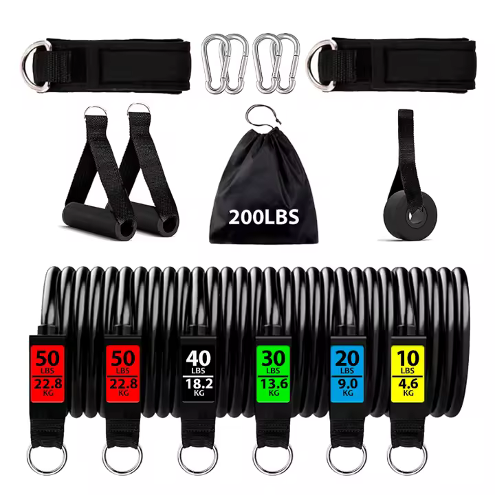 Kinoto Bandas Elásticas de Resistencia 90 kg – Set Fitness con Anclaje de Puerta y Correas de Tobillo para Ejercicio en Casa - 1