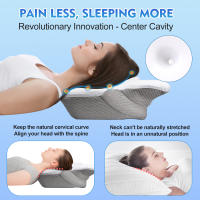 Almohada Ortopédica Pulatree Para Dolor De Cuello Y Hombros Sin Olor Espuma De Memoria Almohada Ergonómica Para Dormir Cervical De Poliéster Y Algodón - details 2