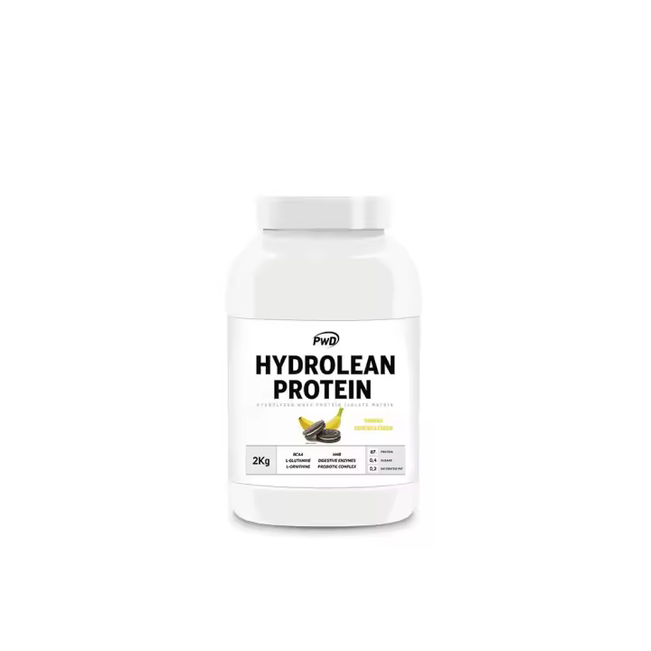 Proteína Hydrolean Banana Cookies & Cream | PWD Nutrition 1KG - 2KG Suplemento ideal para tus necesidades fitness en un delicioso sabor a Banana Cookies & Cream - 1
